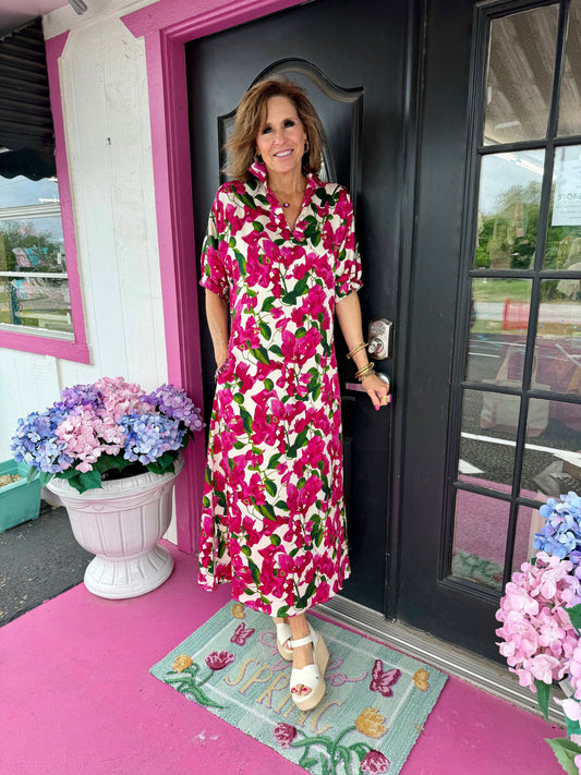 Poppy Bougainvillea Maxi Dress