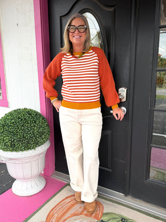 Rust/Mustard stripe Raglan