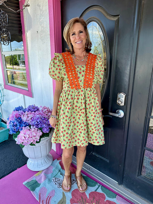 Sage Orange Accent Dress