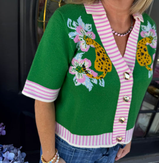 Green Tiger SS Cardigan