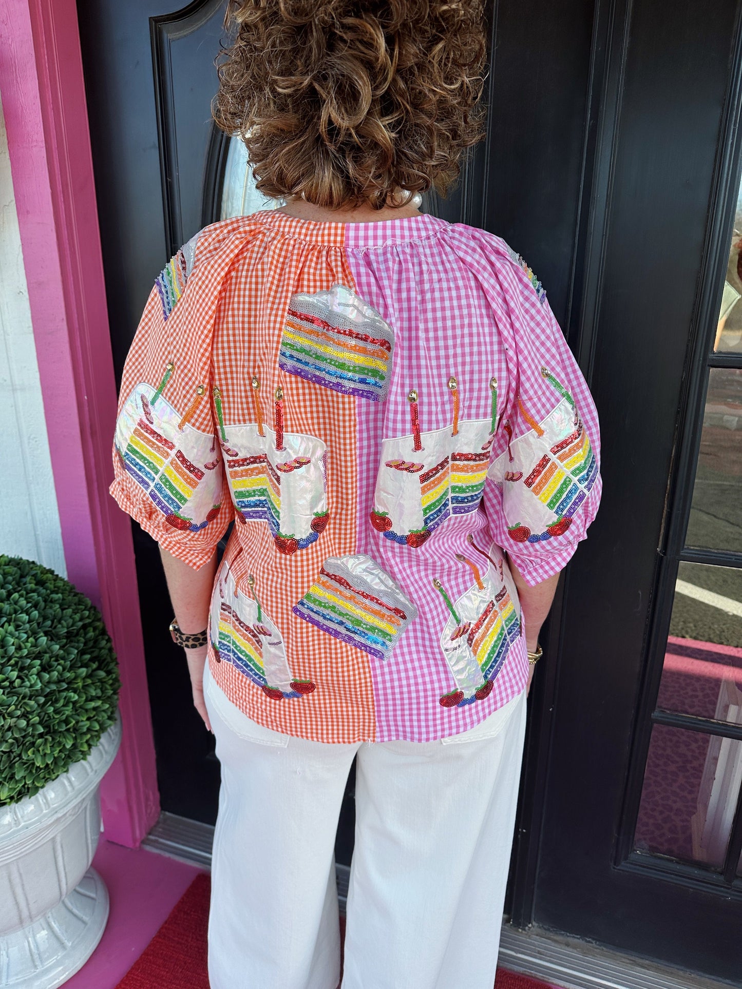 Colorblock Gingham Birthday Top
