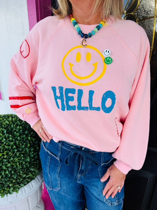 Pink Smiley Hello SS