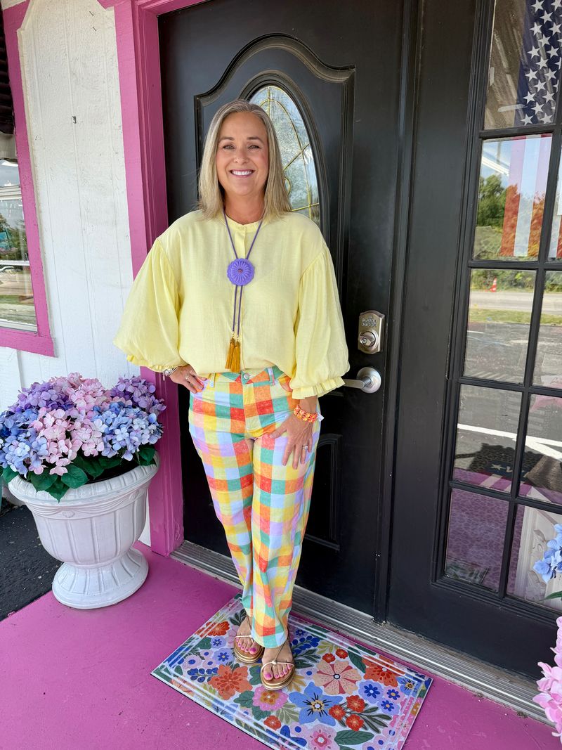 Yellow Bubble Sleeve Blouse