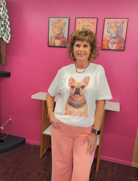 Frenchie Rhinestone Collar Tee