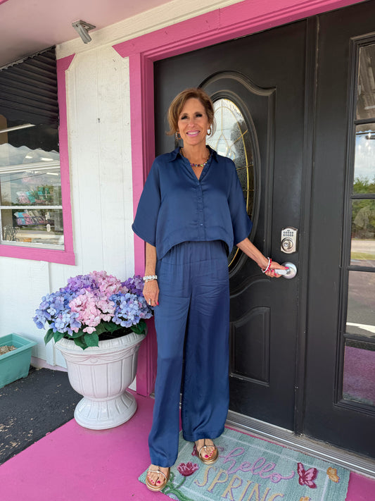 Bleu Marine SS Pant Set