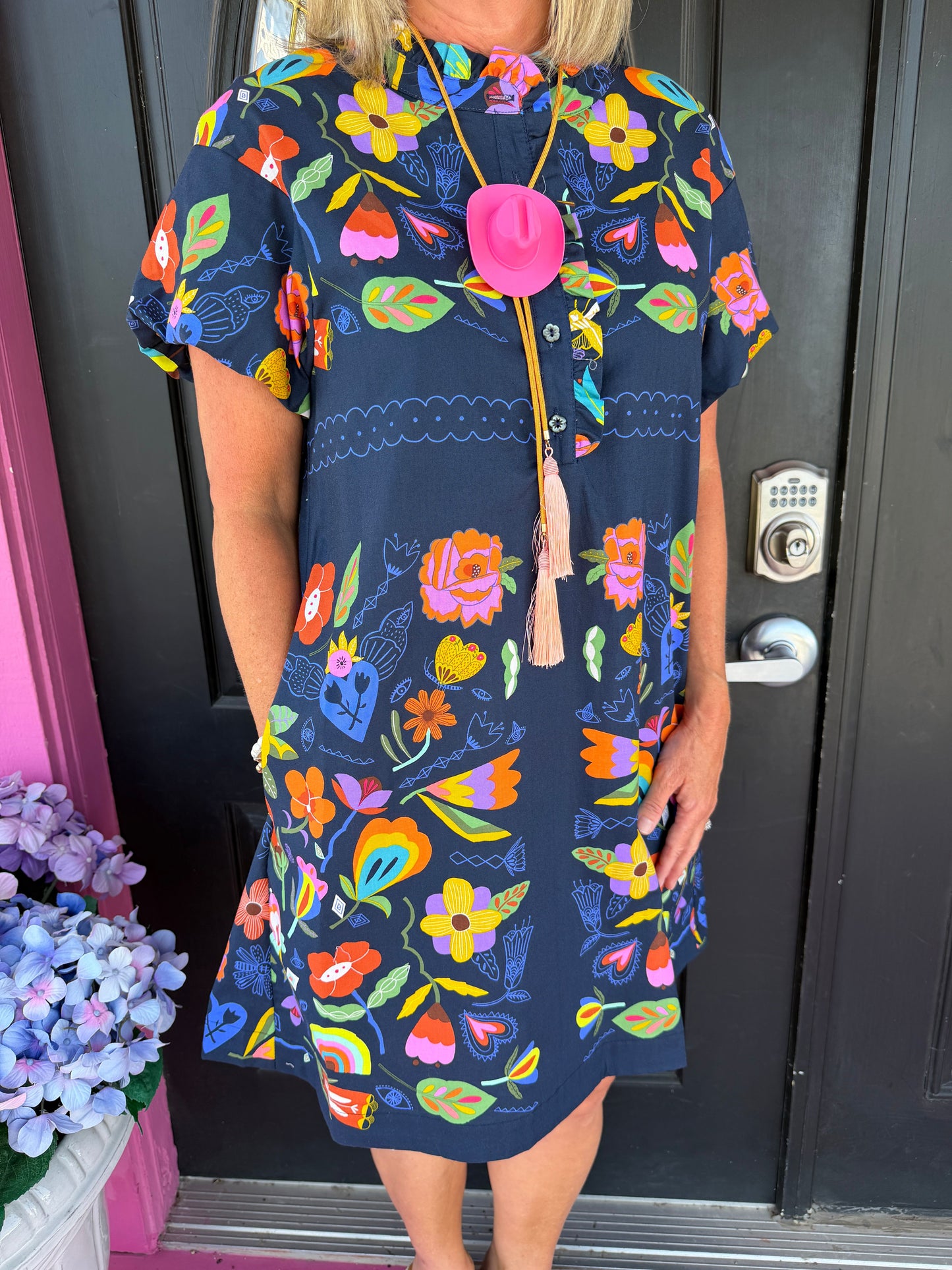 Navy Floral Carlota Dress