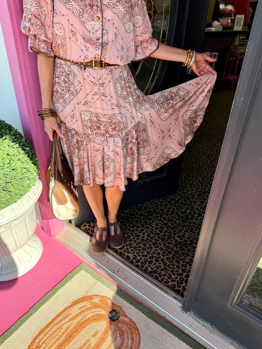 Pink Bandana Swing Skirt