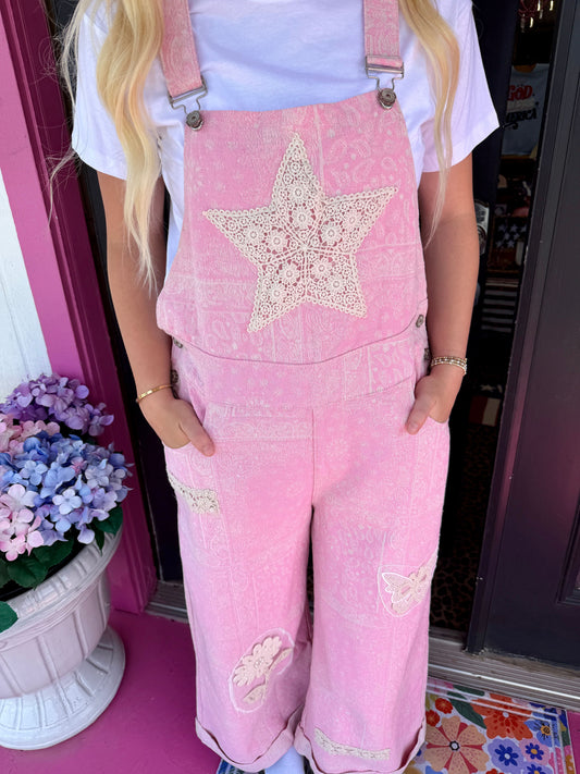 Pink Paisley Overalls