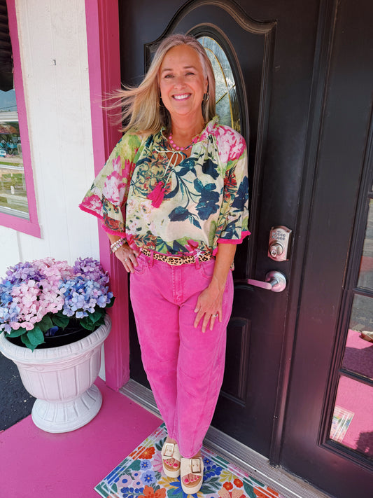Hot Pink Barrel Pants