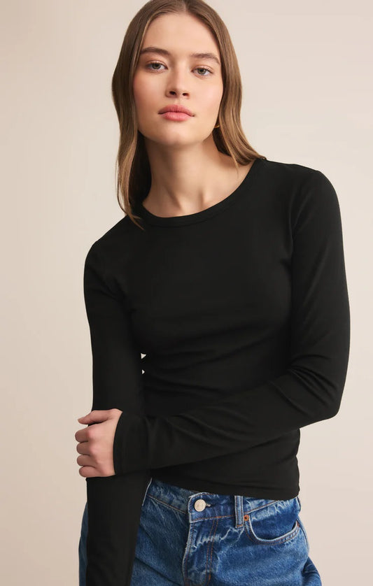 Second Skin Black LS Crew