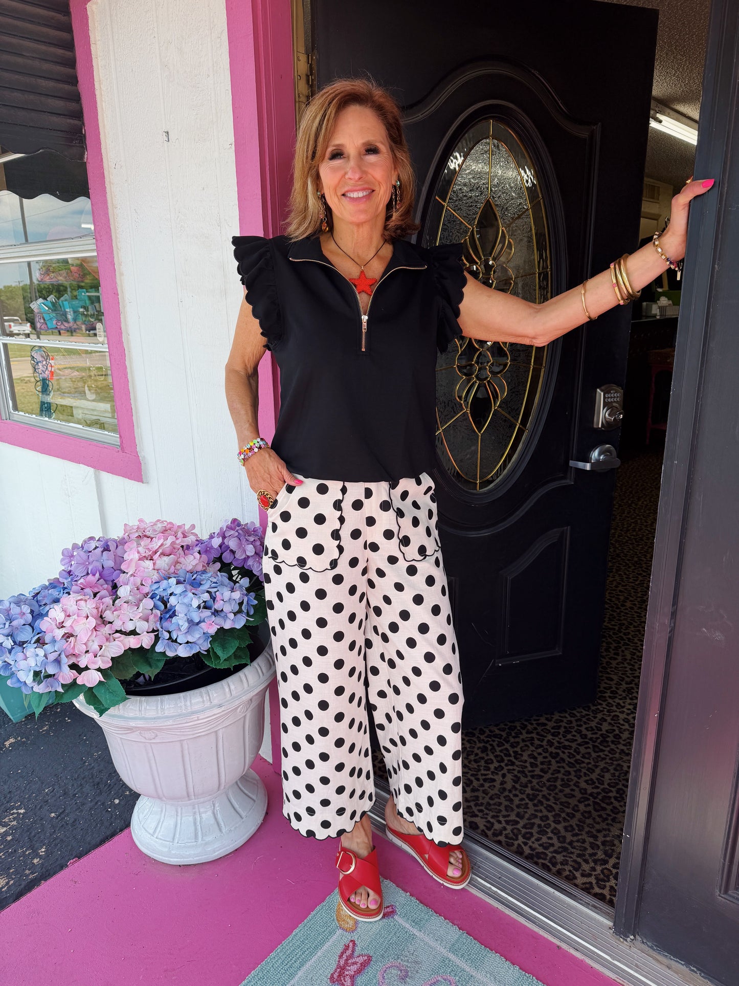 Cream and Black Polka Dot Pants