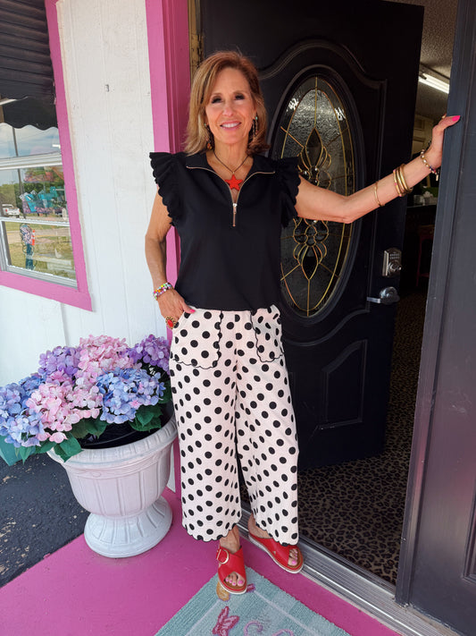 Cream and Black Polka Dot Pants