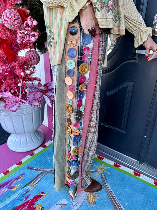 Button Wide Leg Pant