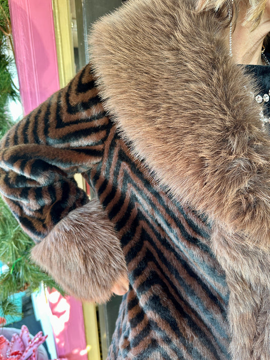 Brown Zebra Long Belt Jacket