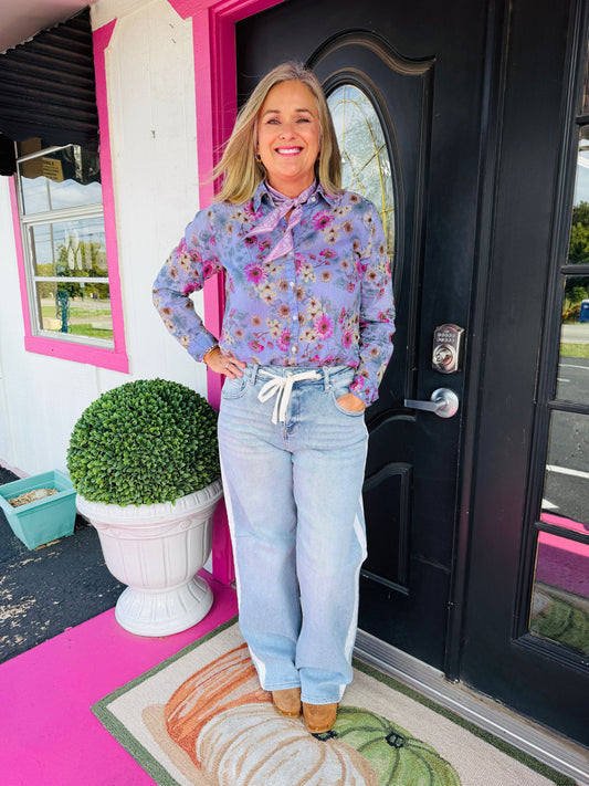 Lavender Bloom LS Blouse