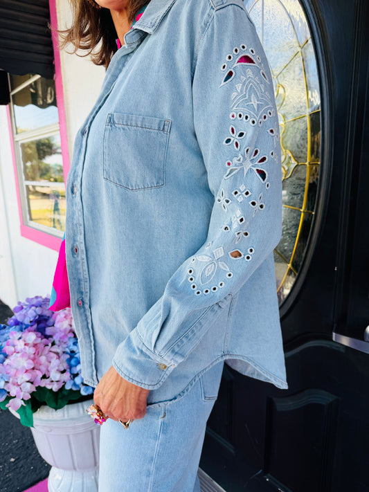 Crystal Chalk Galina Emb Shirt