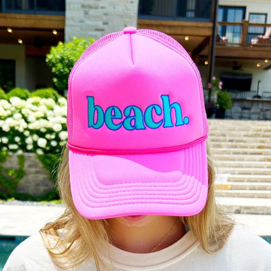 Bright Pink Beach Trucker Cap