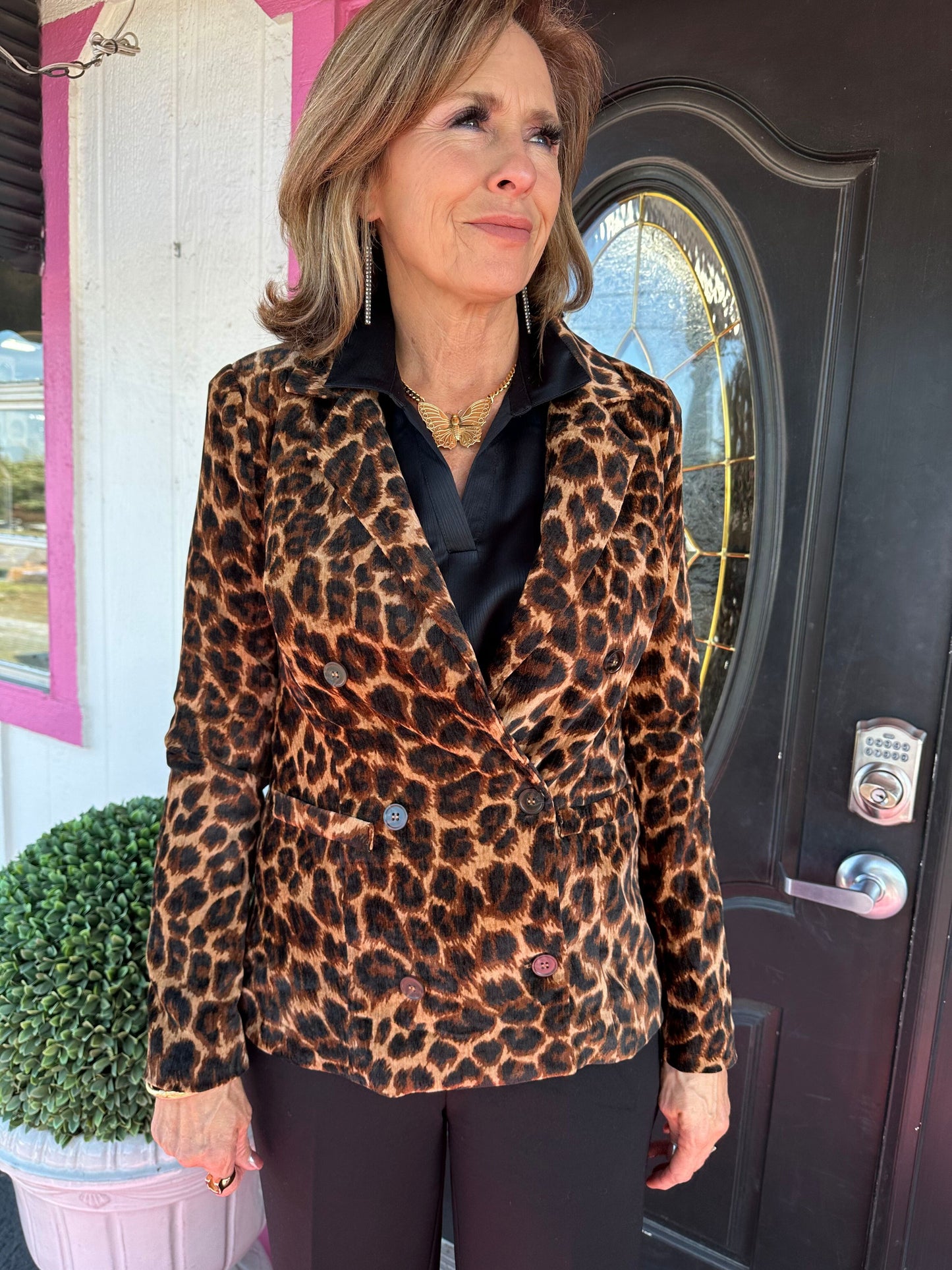 Leopard Double Breasted Blazer