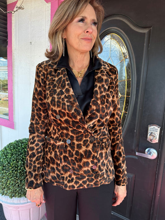 Leopard Double Breasted Blazer