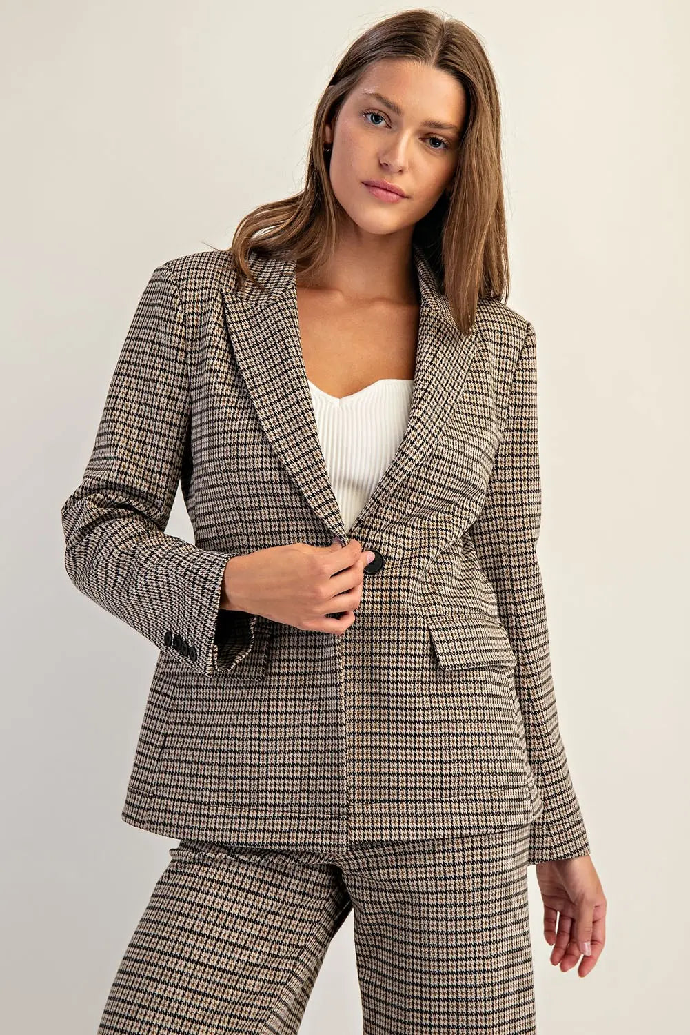 Brown Hazel Houndstooth Blazer