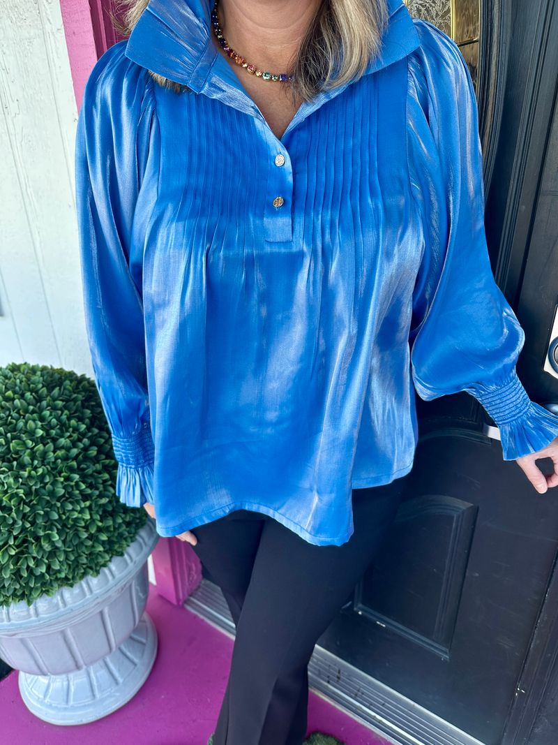 Charlotte Metallic Sapphire Top
