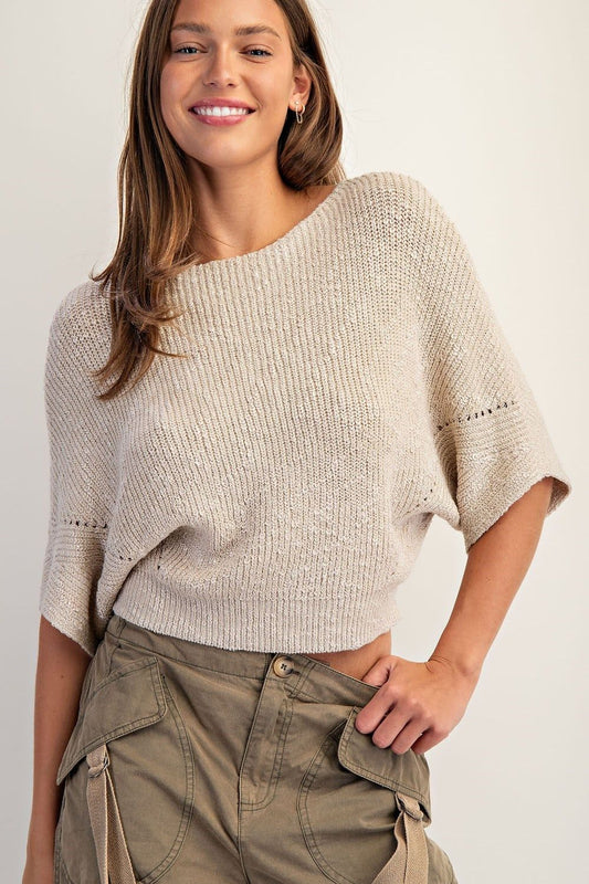 Oatmeal Cropped Dolman Sweater