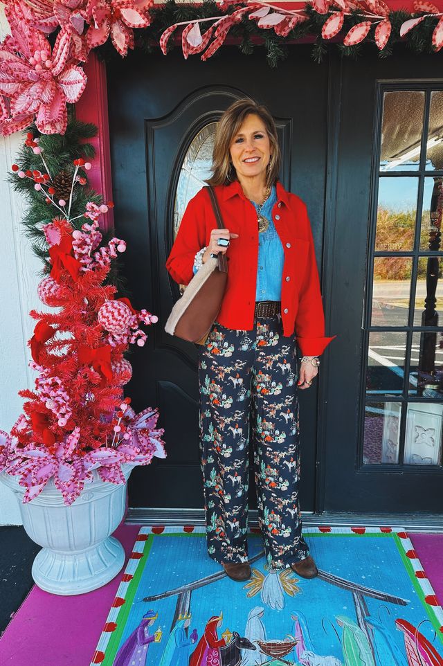 Denim Smocked Button Blouse