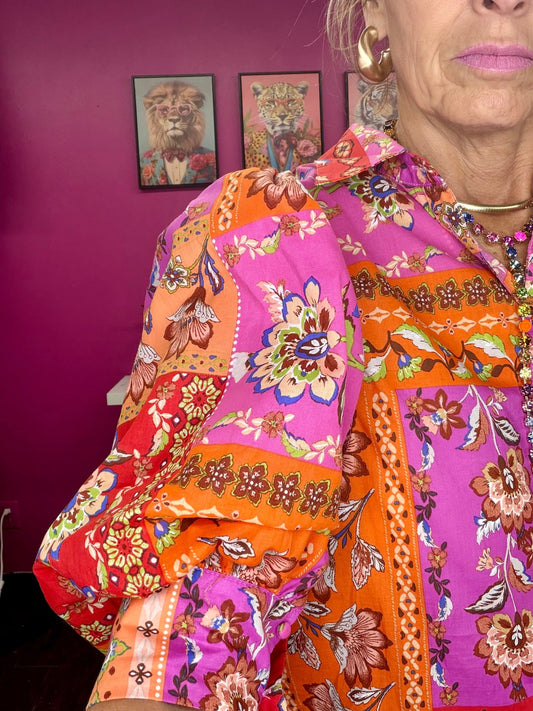 Fuchsia Multi Patchwork Top