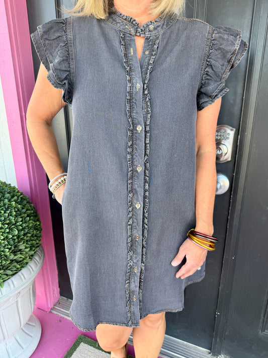 Black Denim Washed Mini