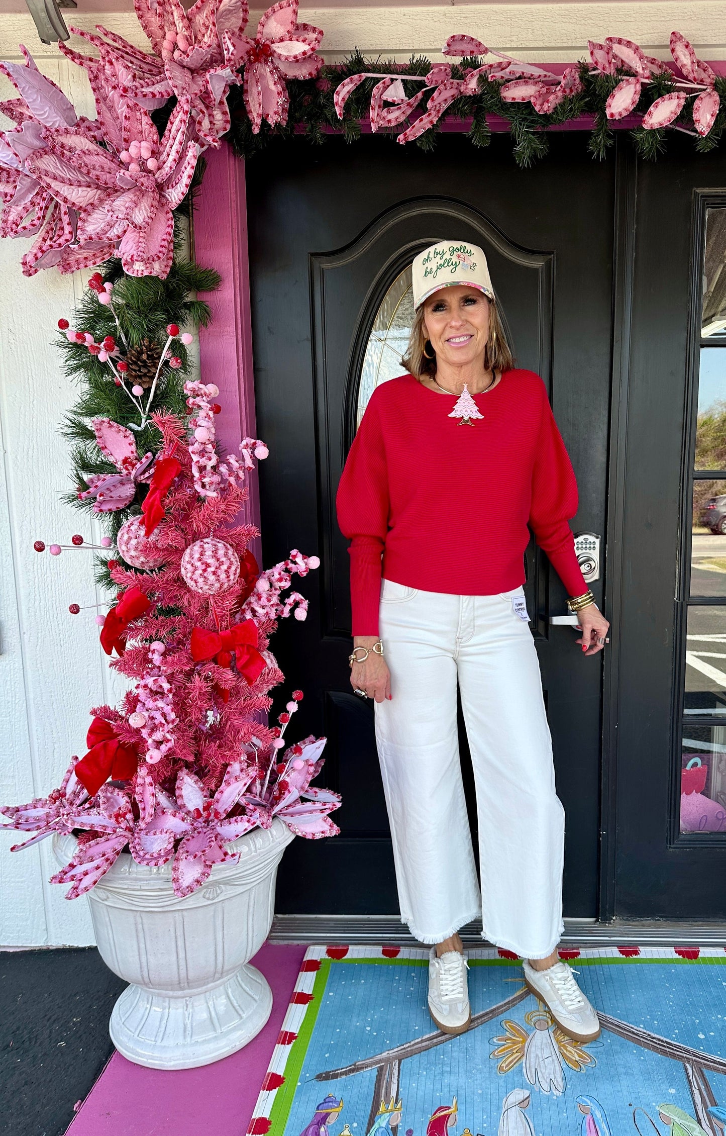 Red LS Boat Neck Sweater