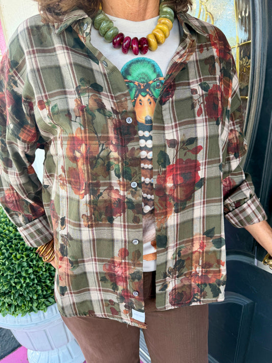 Adrianna Green Plaid Shirt