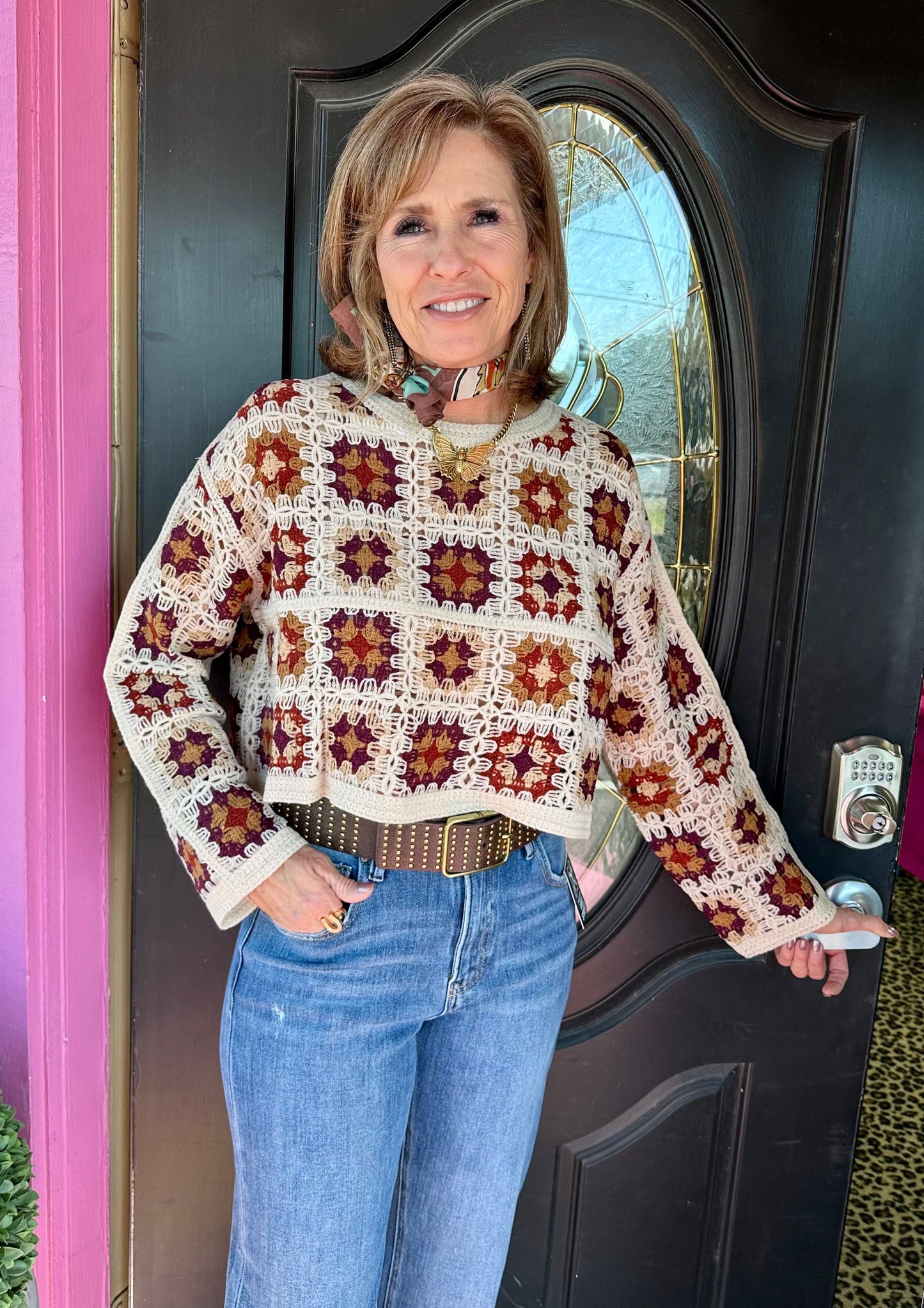 Crochet Squares Boxy Sweater