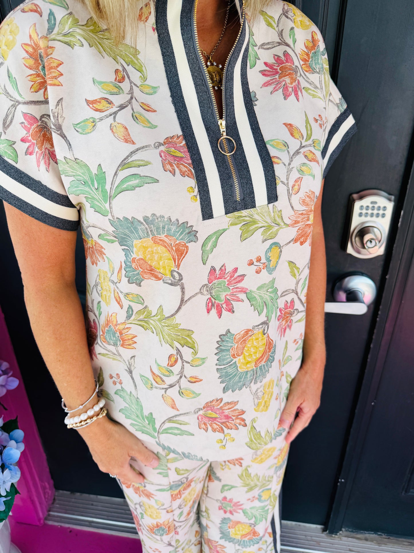 Oatmeal Floral Pant Set