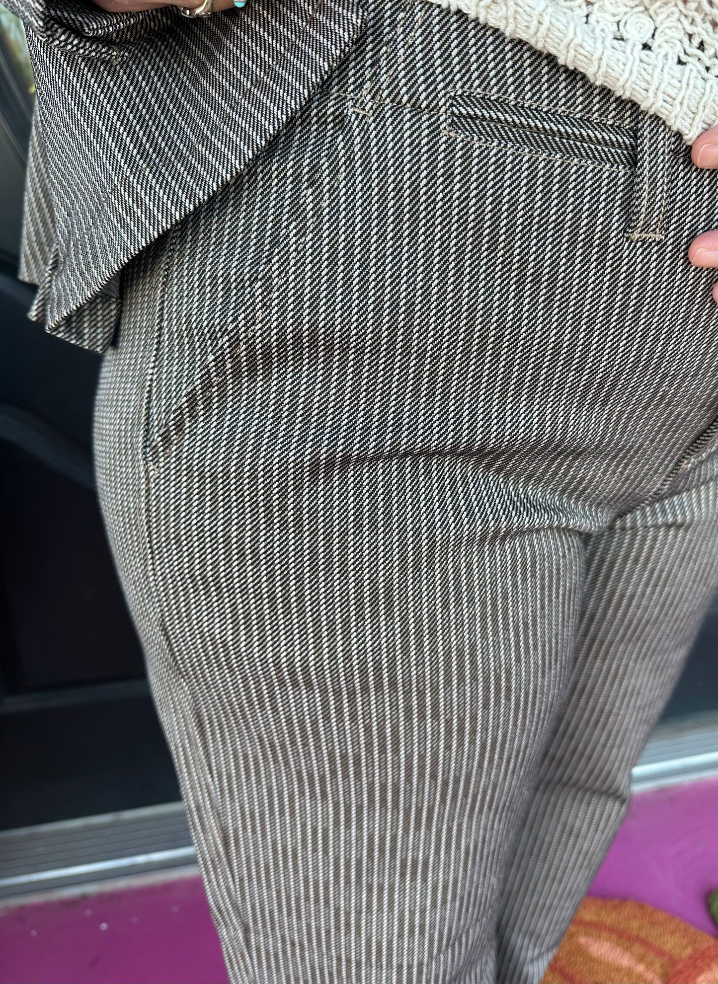 Camel Sand Stripe Wide Crop