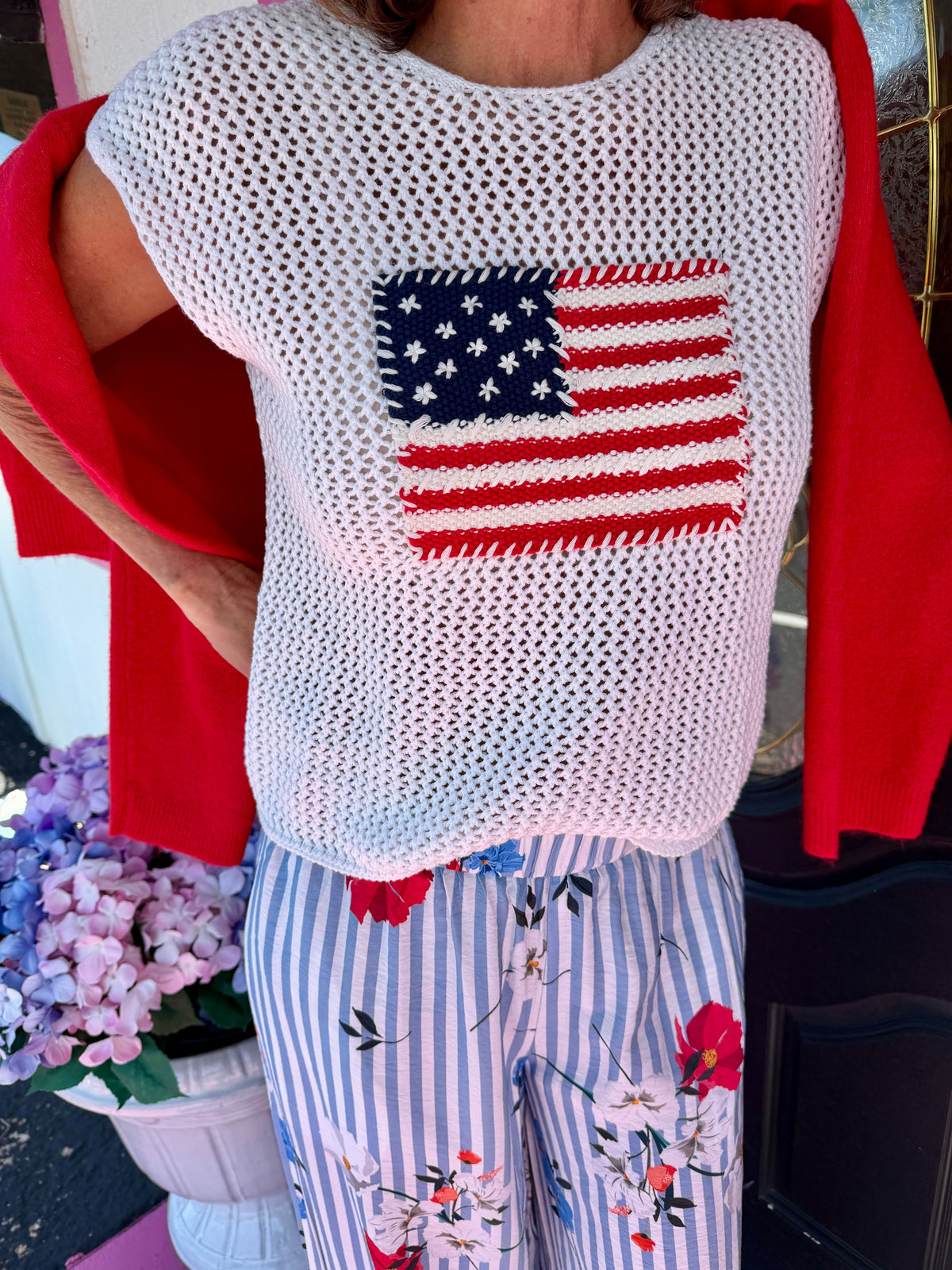 Off White Flag Knit Top