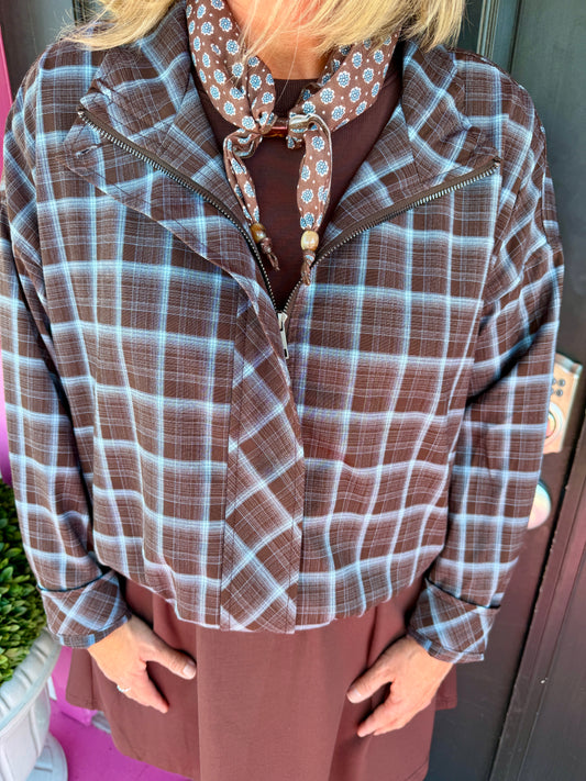 Brn/blu Plaid Jacket