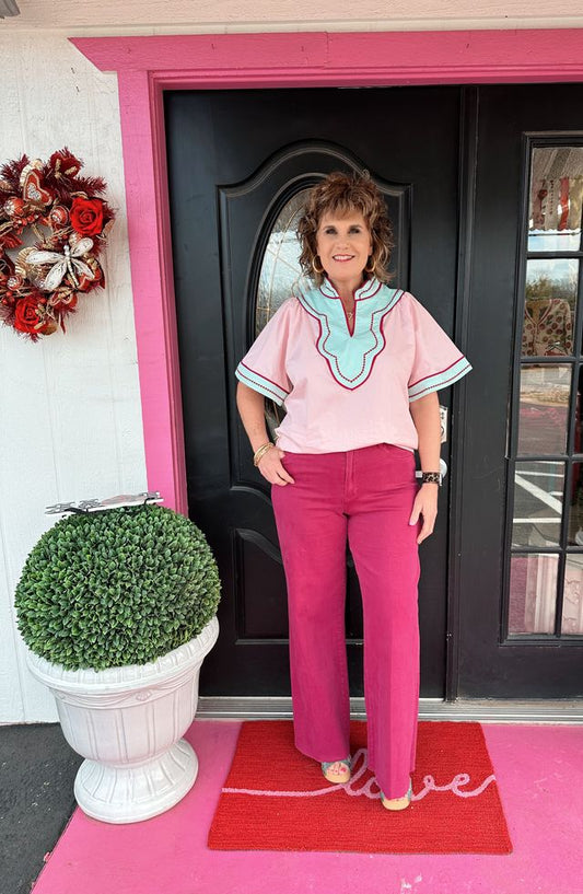 Fiona Magenta Wide Leg Jean