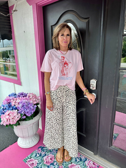 Leopard Tie Wide Crop Pant