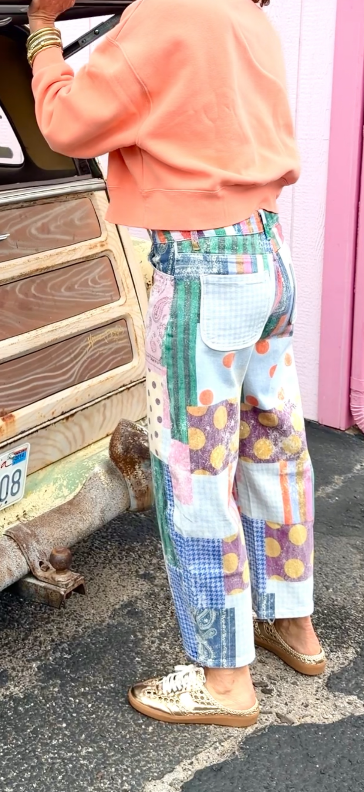 Jewel Patch Barrel Pants