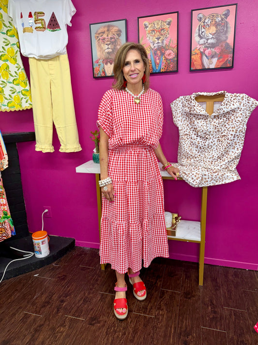Red Gingham Skirt Set