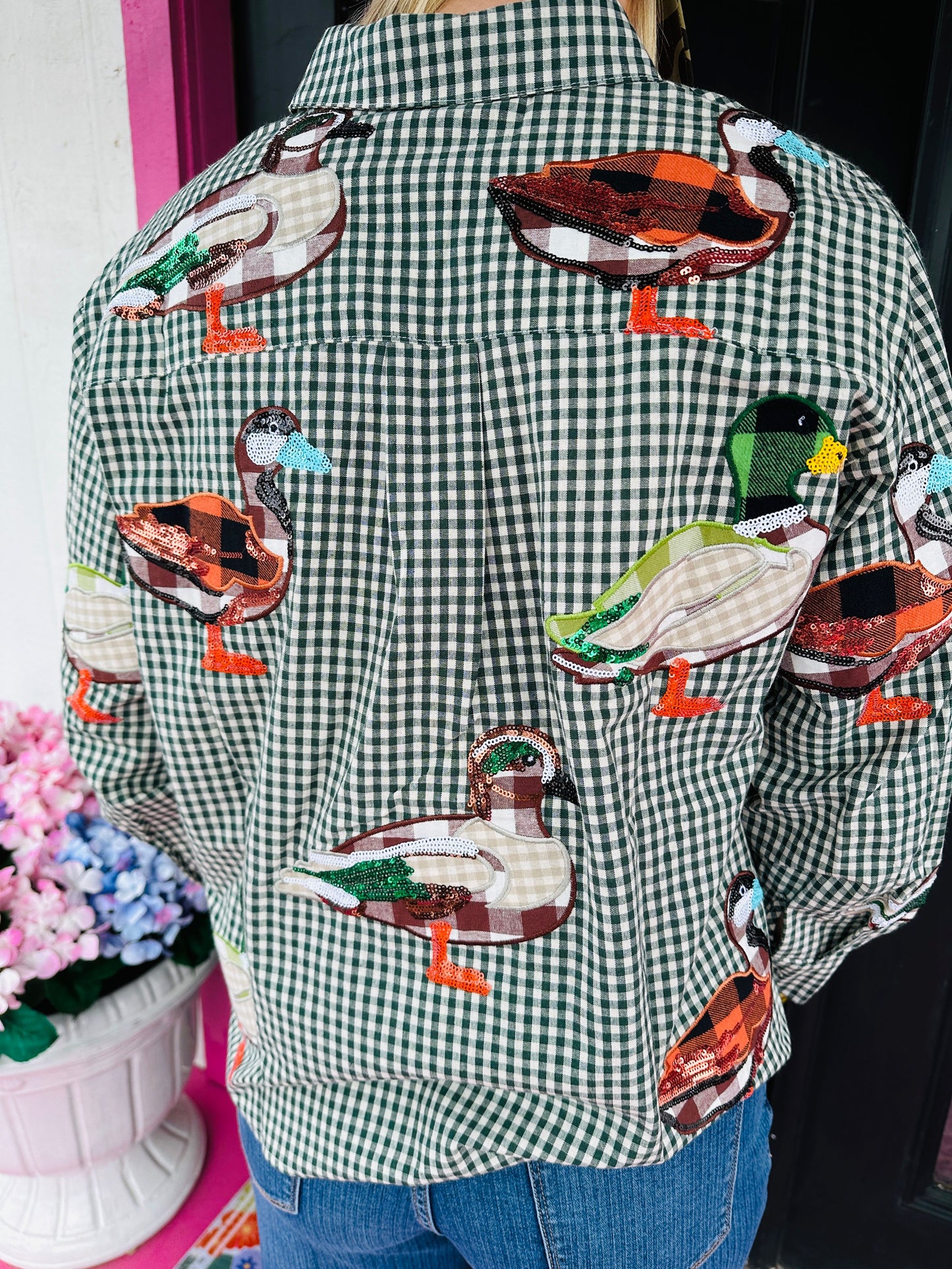 Gingham Duck Button Up Top