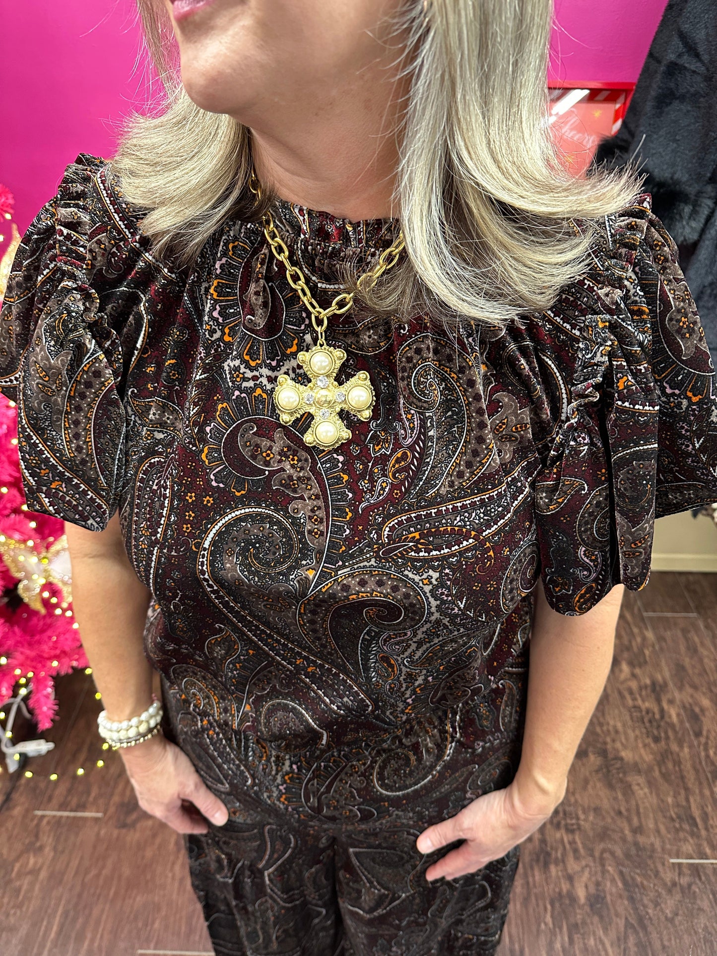 Multi Paisley Flounce Top