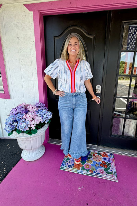 Denim Ruffle Bottom Jeans