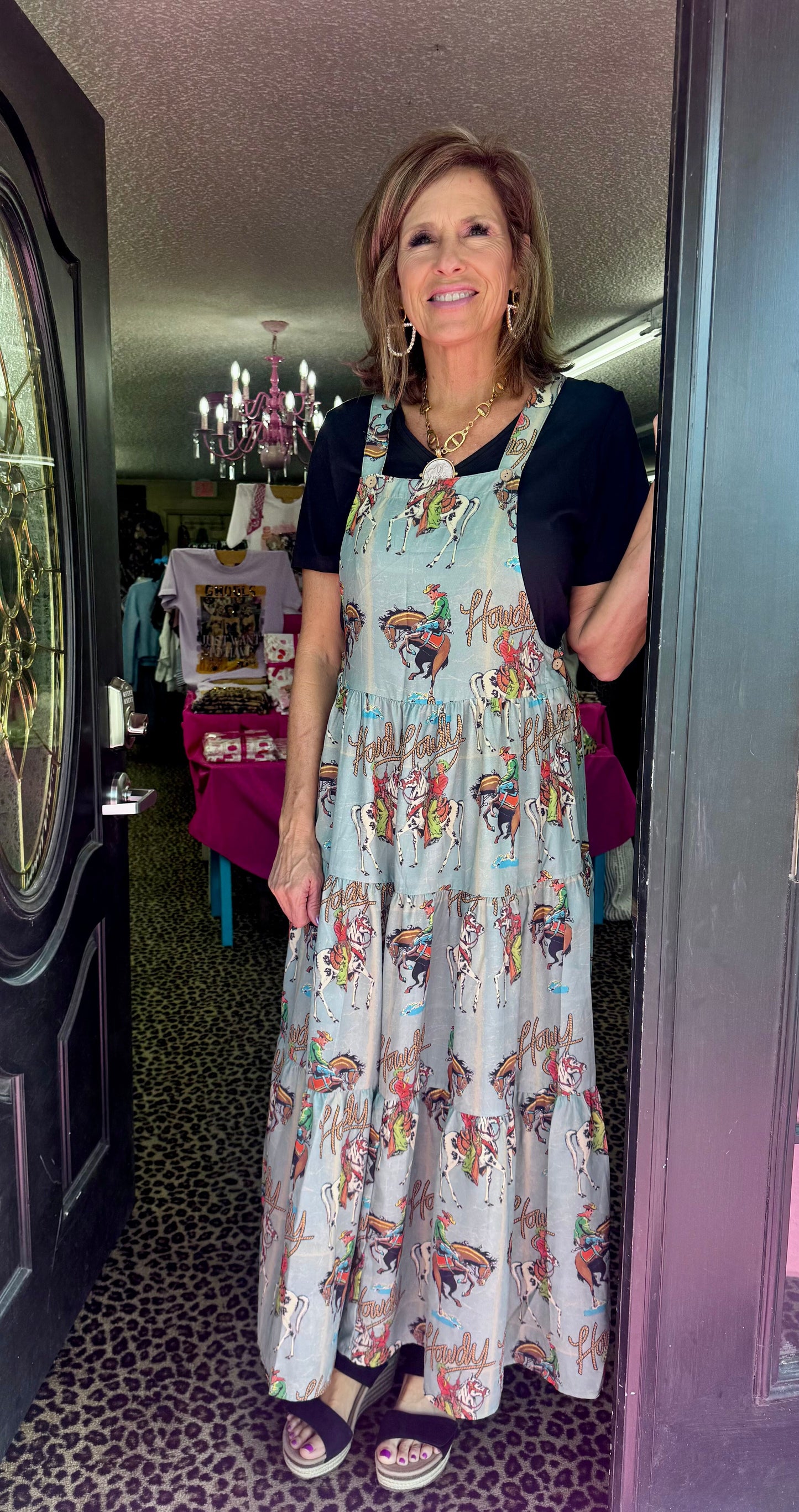 Sage Howdy Overall Dress