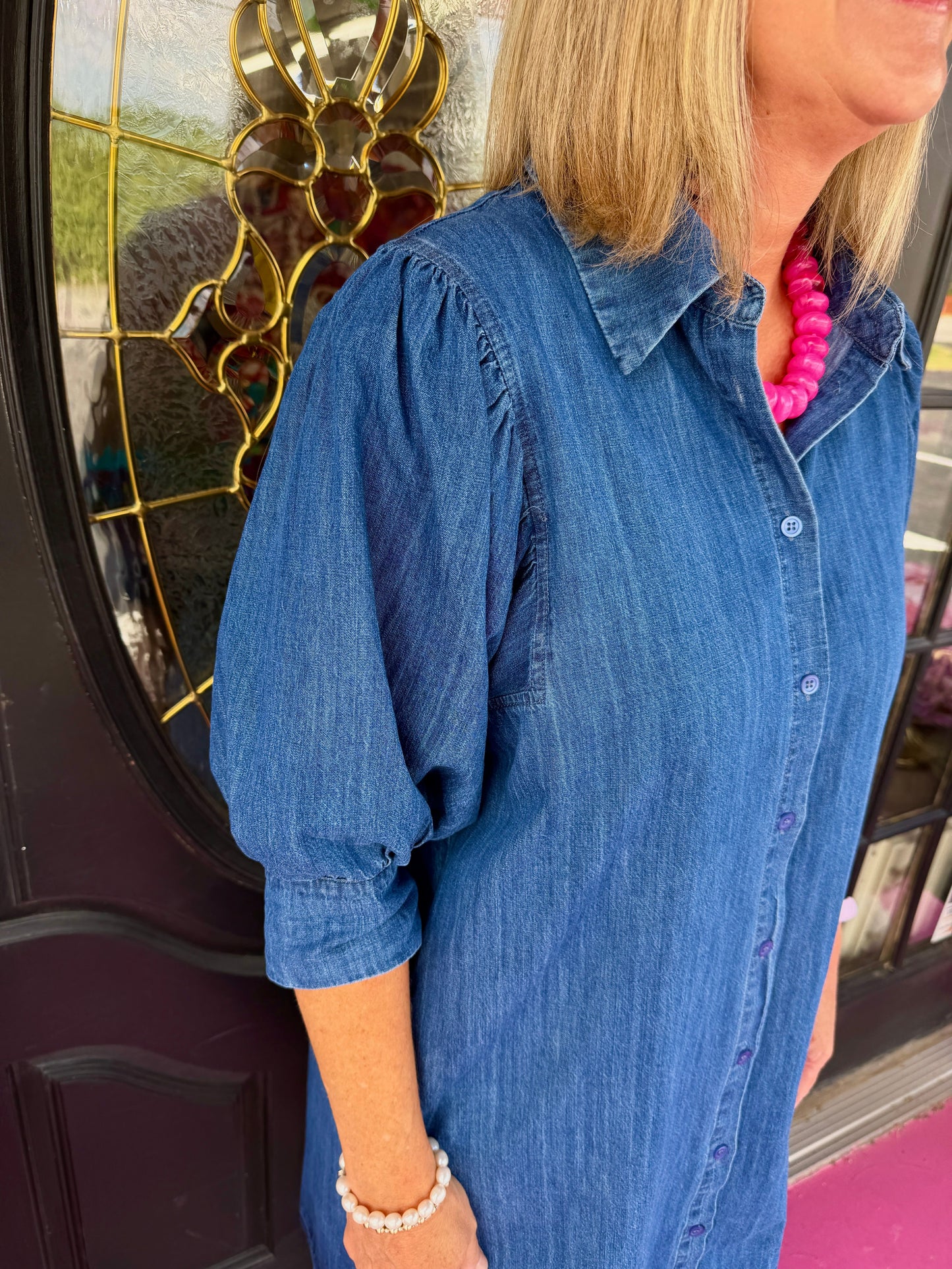 Denim Button Down Mini Dress