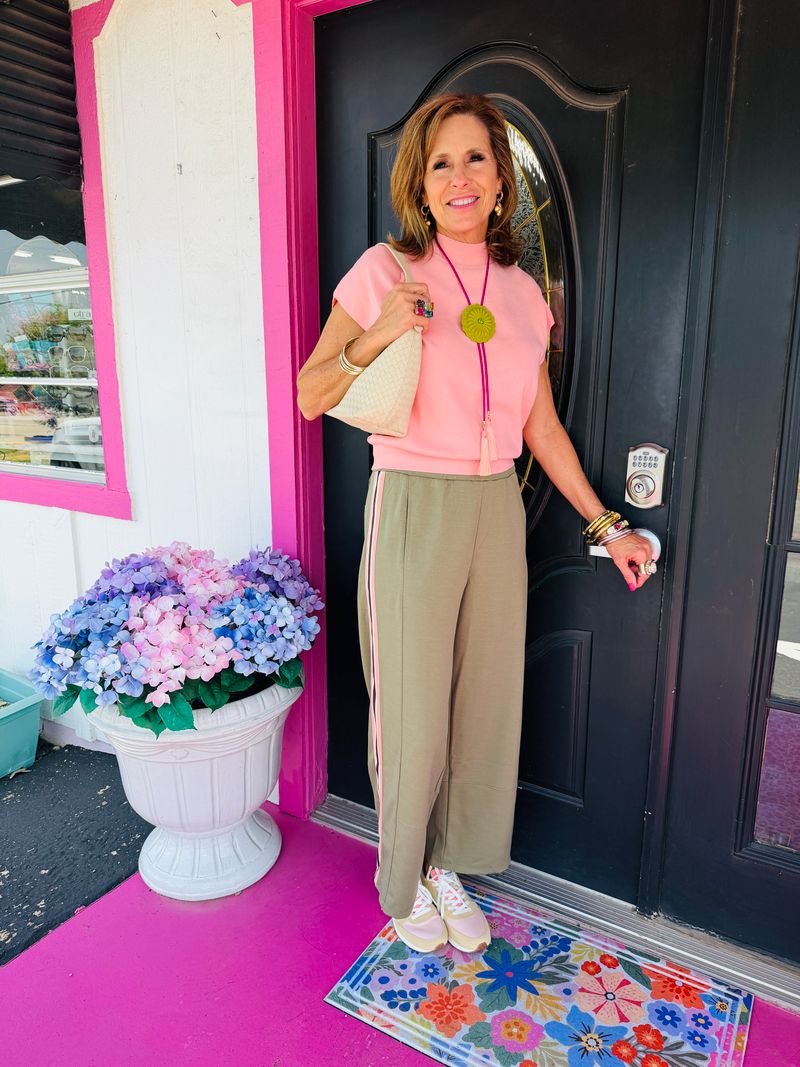 Peach Mock Neck Knit Top