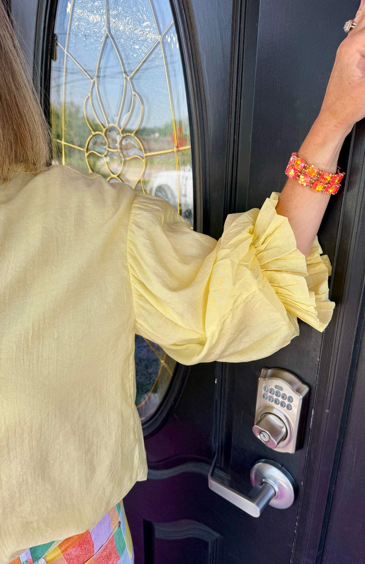 Yellow Bubble Sleeve Blouse