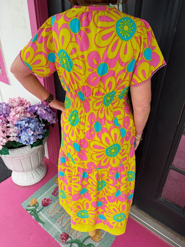 Citron Daisy Border Dress