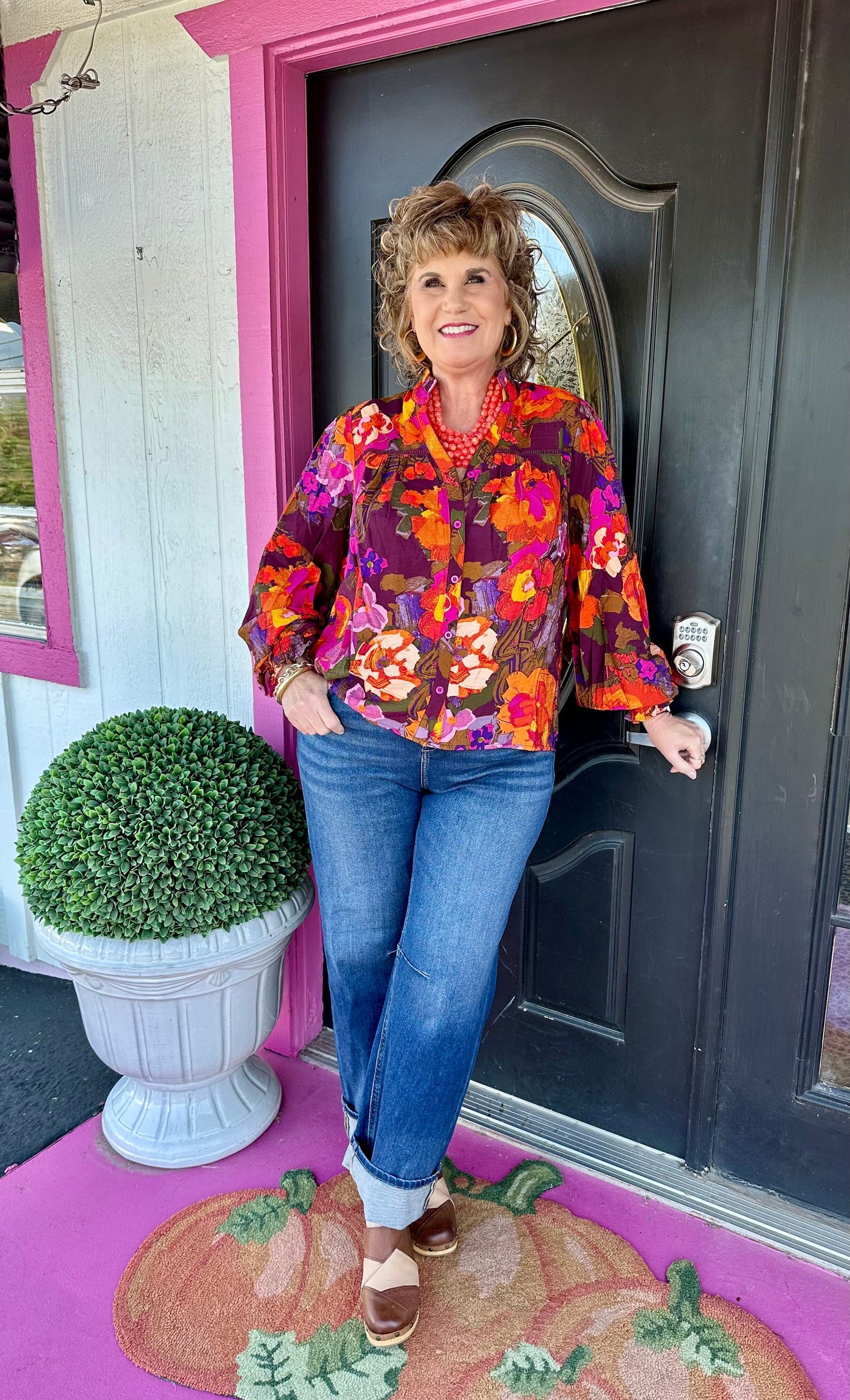 Multi Button Ruffled Blouse