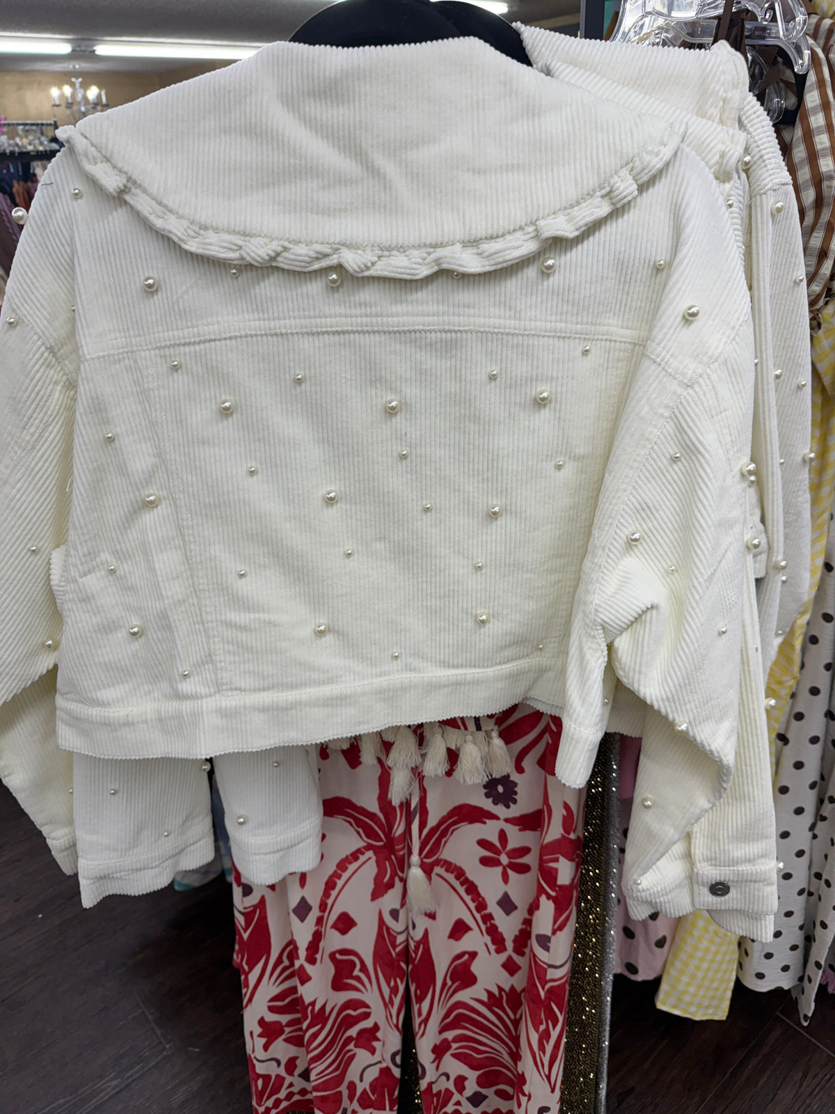 Doll Collar Pearl Corduroy Jacket